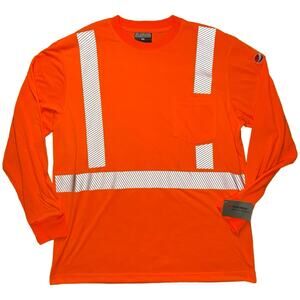 Long Sleeve High-Visibility Safety Shirt Orange Scotchlite Size Large Weargaurd